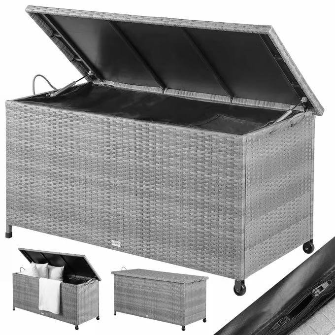 Coffre de jardin gris 117x53x60cm rangement