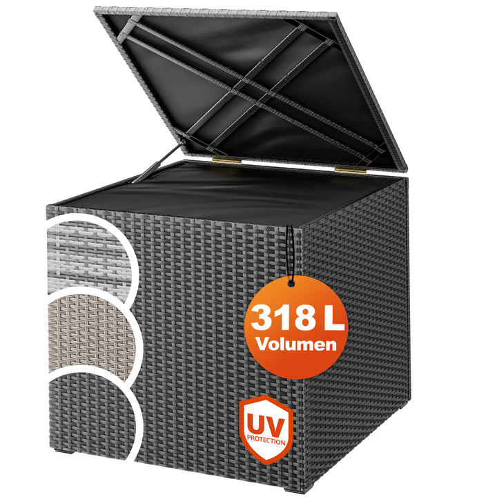 Coffre de jardin noir 75x75x70cm rangement