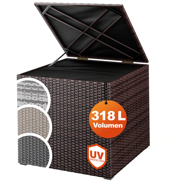 Coffre de jardin brun 75x75x70cm rangement