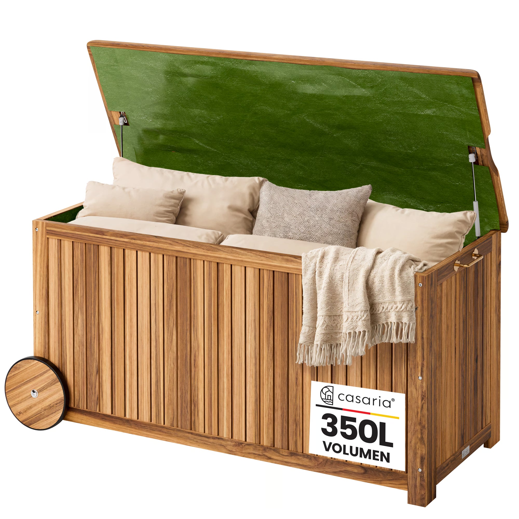 Coffre de jardin avec roues et poignée bâche intérieure