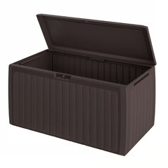 Coffre de jardin brun 290L rangement pour coussins