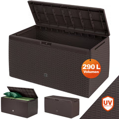 Coffre de jardin brun 290L aspect polyrotin rangement