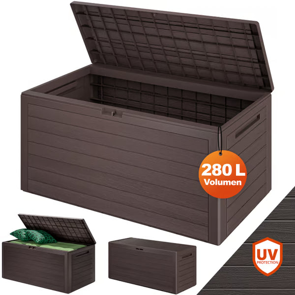 Coffre de jardin marron 280L 116x43x55cm