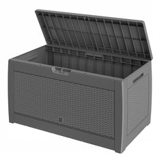 Coffre de jardin gris 119x48x60cm malle de rangement