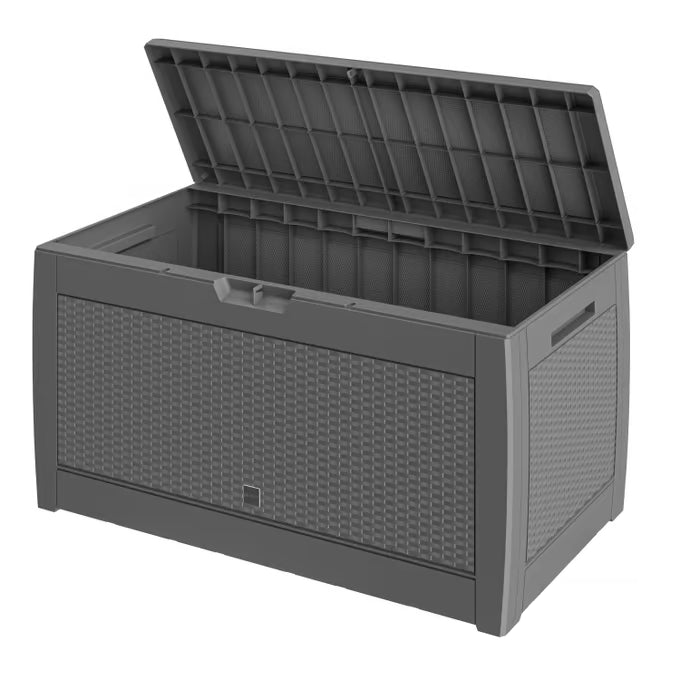 Coffre de jardin gris 119x48x60cm malle de rangement