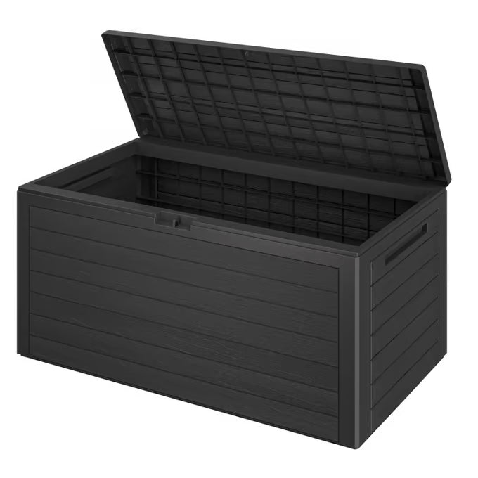 Coffre de jardin 116x43x55cm effet bois rangement