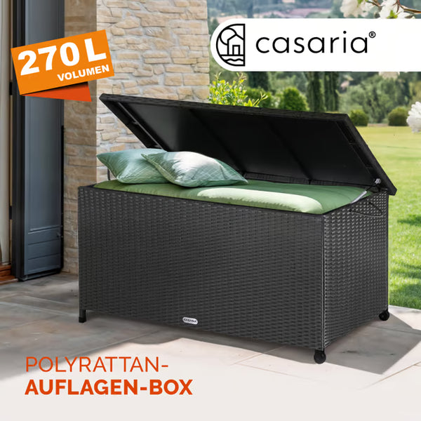 Coffre de jardin noir 117x53x60cm rangement