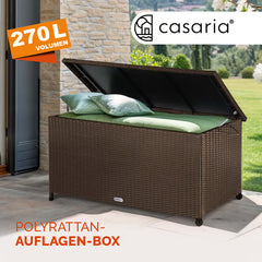 Coffre de jardin marron 117x53x60cm en polyrotin
