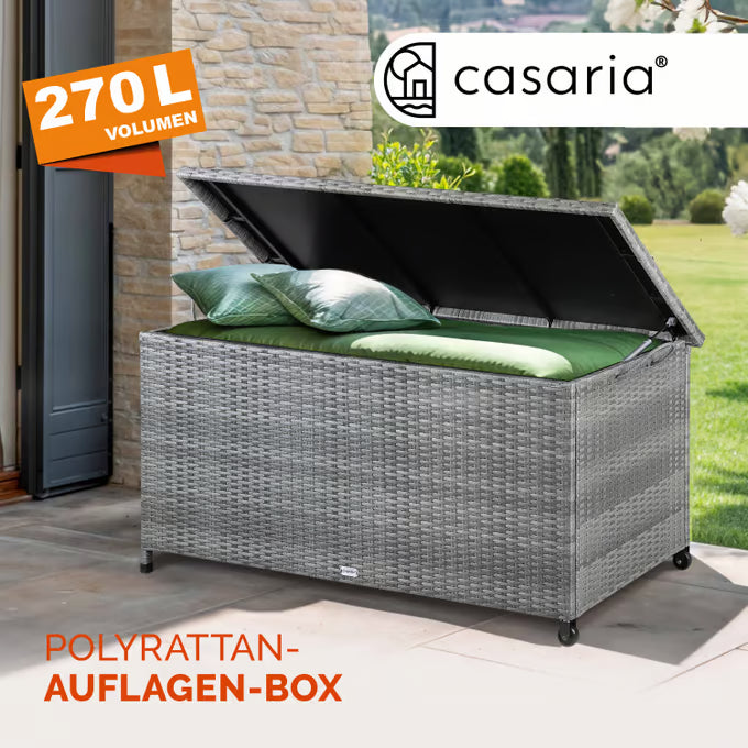 Coffre de jardin gris 117x53x60cm rangement