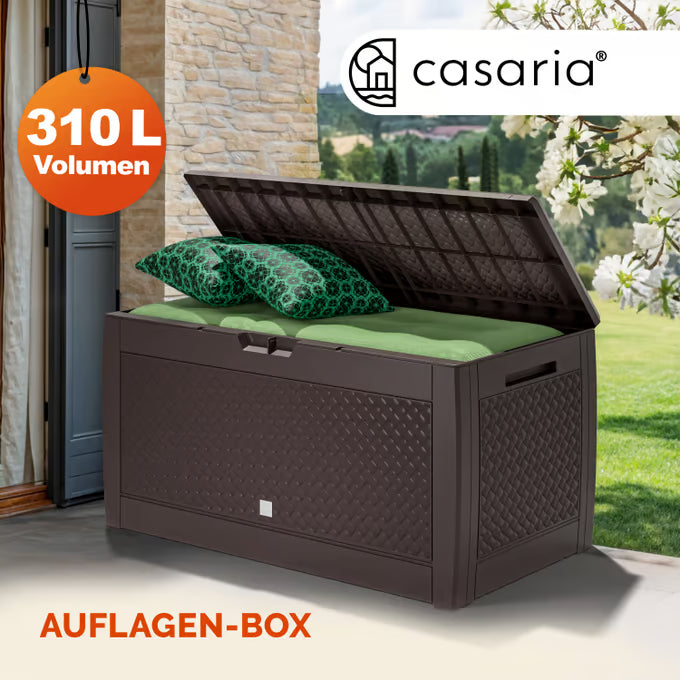 Coffre de jardin rangement marron 119cm x 48cm x 60cm
