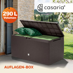 Coffre de jardin brun 290L aspect polyrotin rangement