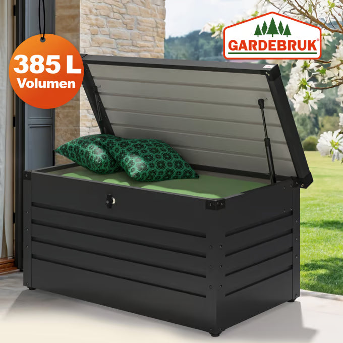 Coffre de jardin anthracite tôle d'acier rangement