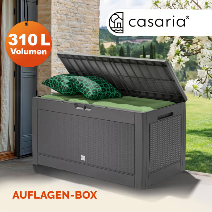 Coffre de jardin gris 119x48x60cm malle de rangement