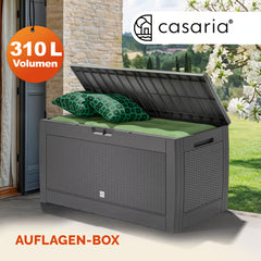 Coffre de jardin gris 119x48x60cm malle de rangement