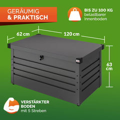 Coffre de jardin anthracite tôle d'acier rangement