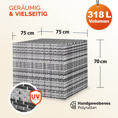 Coffre de jardin gris 75x75x70cm rangement