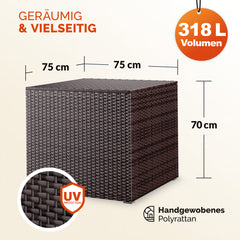 Coffre de jardin brun 75x75x70cm rangement