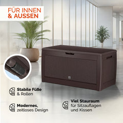 Coffre de jardin marron 310L avec roues rangement