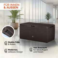 Coffre de jardin brun 290L aspect polyrotin rangement