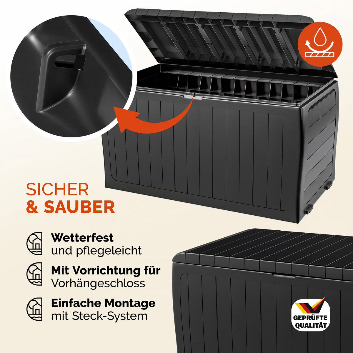 Coffre de jardin Keter anthracite 270L rangement