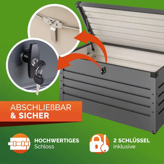 Coffre de jardin anthracite tôle d'acier rangement