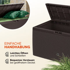 Coffre de jardin brun 290L aspect polyrotin rangement