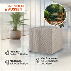 Coffre de jardin crème 75x75x70cm rangement