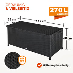 Coffre de jardin noir 117x53x60cm rangement