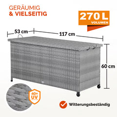 Coffre de jardin gris 117x53x60cm rangement