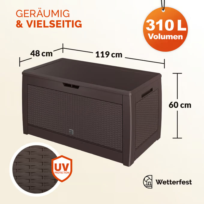 Coffre de rangement 310L avec roues 119x48x60cm anthracite