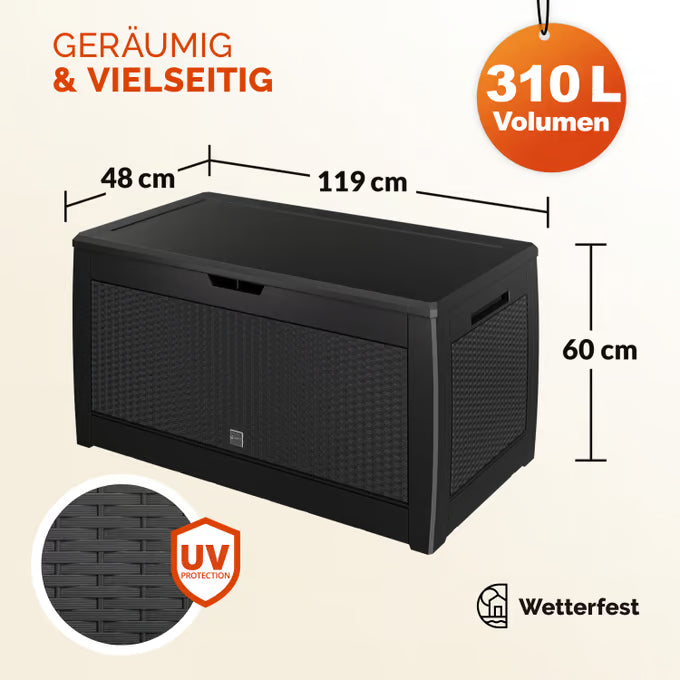Coffre de jardin anthracite 119x48x60cm rangement