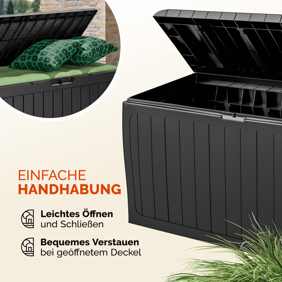 Coffre de jardin Keter anthracite 270L rangement