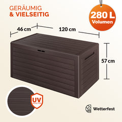 Coffre de jardin marron 280L 116x43x55cm