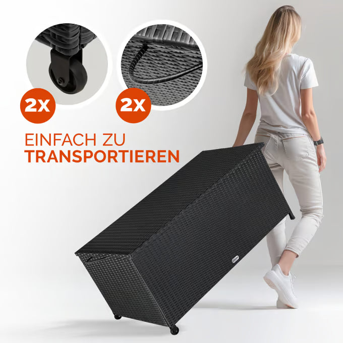 Coffre de jardin noir 117x53x60cm rangement