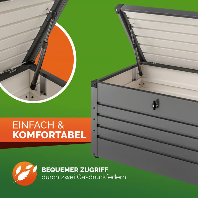 Coffre de jardin anthracite tôle d'acier rangement