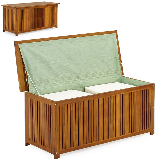 Coffre de jardin 205L en bois d'acacia avec bâche