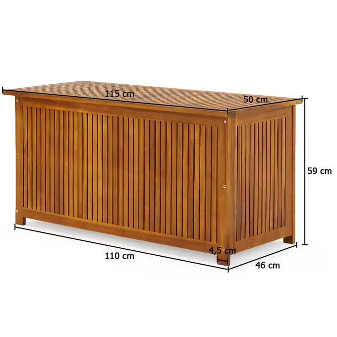 Coffre de jardin 205L en bois d'acacia avec bâche