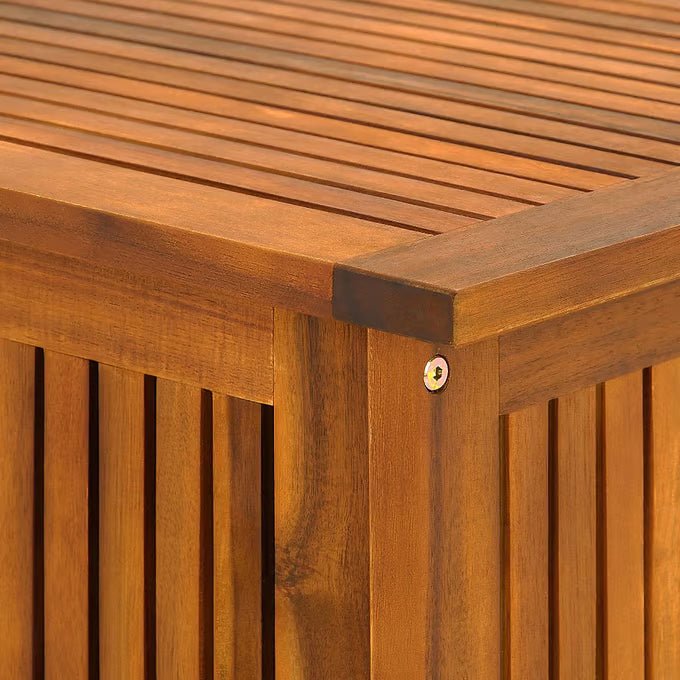 Coffre de jardin 205L en bois d'acacia avec bâche