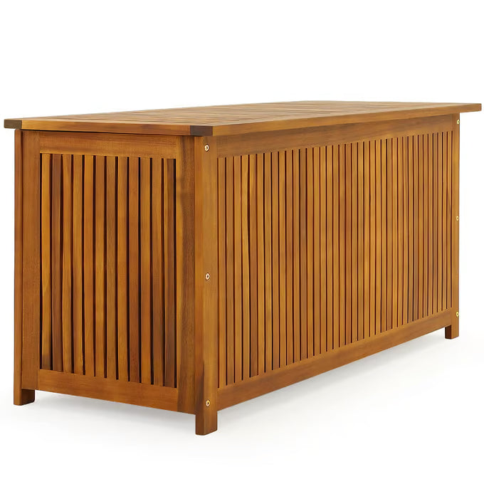 Coffre de jardin 205L en bois d'acacia avec bâche