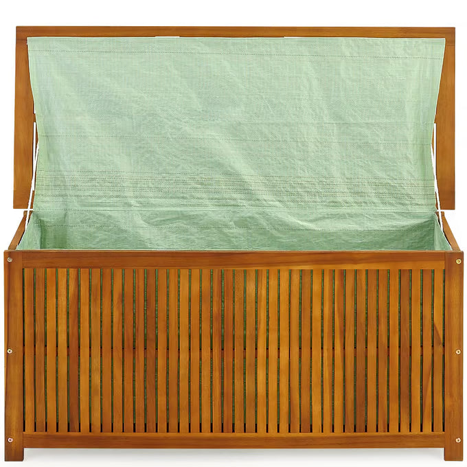 Coffre de jardin 205L en bois d'acacia avec bâche